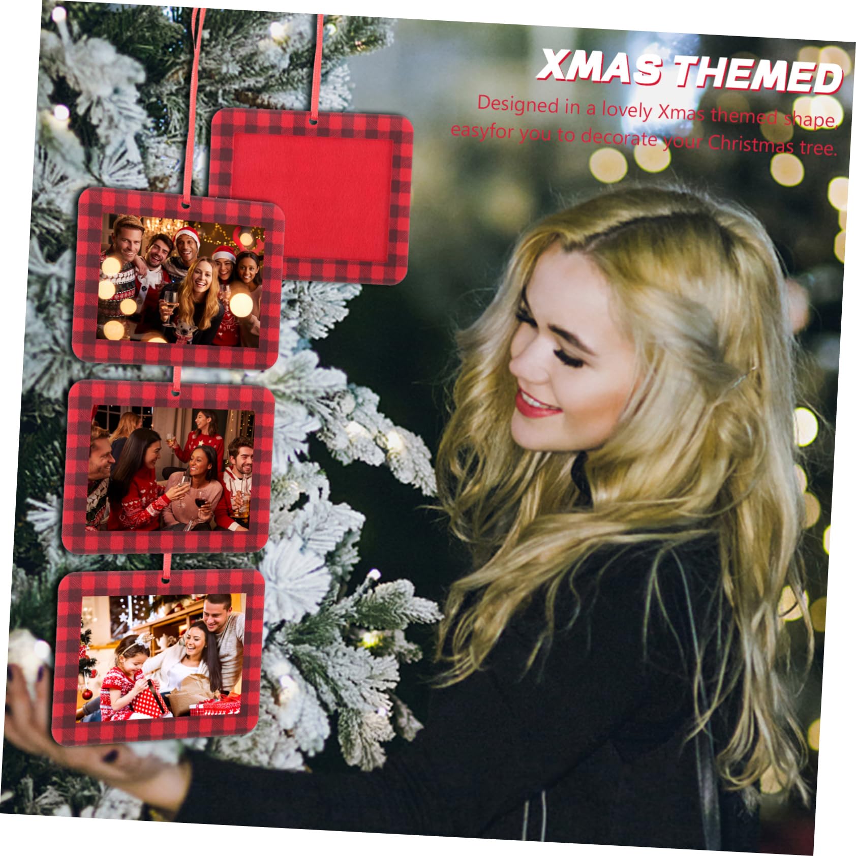 ABOOFAN 4 Juegos De Marcos De Fotos Colgantes Para Árbol De Navidad Accesorio Decorativo Para Fotos Festivas Colgante De Fieltro Resistente Para El Hogar 12 Unidades X 4