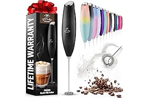 Zulay Kitchen Milk Frother Wand | Handheld Mixer for Drinks
