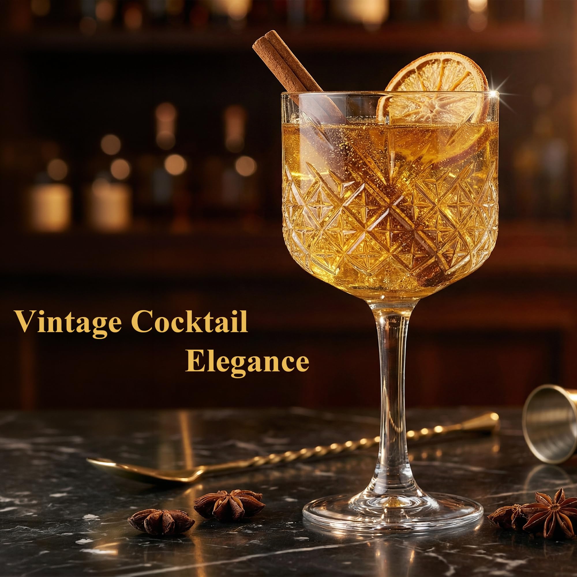 Extra großer Glaskelch, Vintage-Coupe-Gläser, große Weingläser, Cocktail, Champagner, Margarita, lange Stielgläser (500 ml) (Queen-Set)