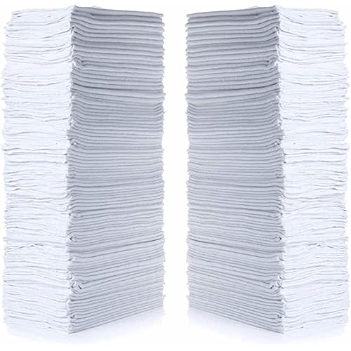 Simpli-Magic Cotton Shop Towels 14"x12" (145 Pack) – Reusable Cleaning Shop Rags for Automobiles, Industries, Garage and Homes (White)
