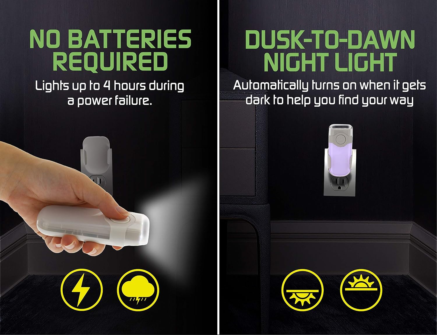 Capstone Lighting 3-in-1 6 LED Power Failure Light, Rechargeable Flashlight, and Plug in Night Light (Pack of 2) - Portable and Compact, Ideal for Use at Home and in Weather Emergencies