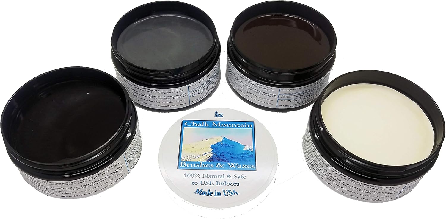 All-Natural Antiquing 8oz Chalk Furniture Paint Wax Kit for Painted & Raw Wood - 4 Pack