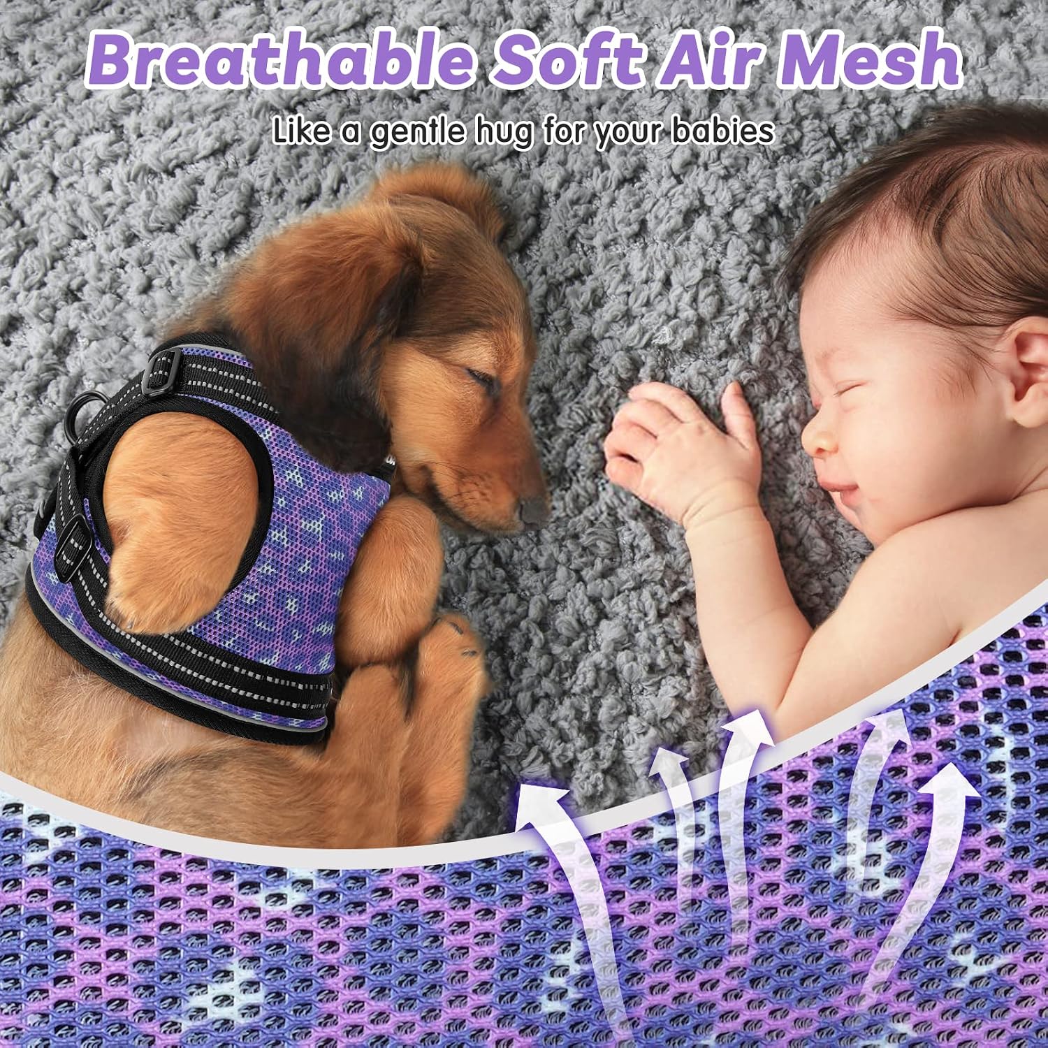 AOKCATS Small Dog Harness, Soft Adjustable Puppy Harness No Pull No Choke Dog Vest Harness Reflective Comfort Padded for Small Medium Dog Walking