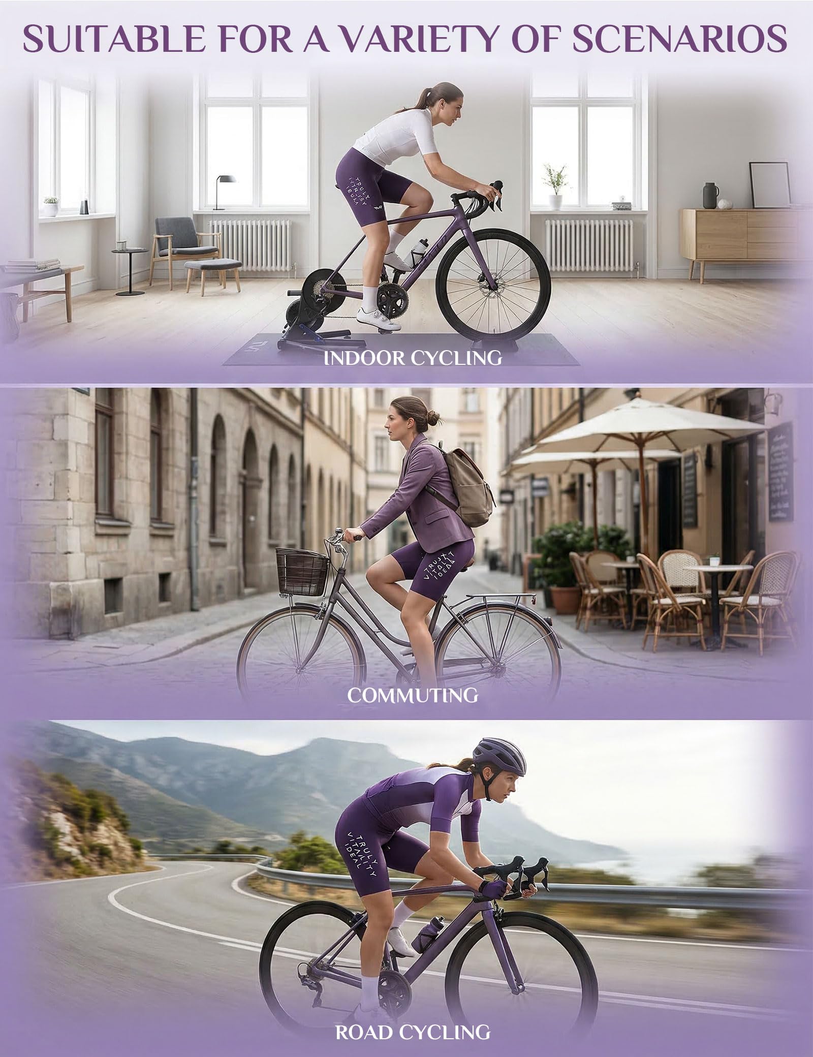 ROCKBROS TVI Pantaloncini Ciclismo Donna, Shorts con Fondello Imbottito, Traspiranti ed Elastici, Asciugatura Rapida, per MTB, Bici da Corsa, Allenamento, Palestra, Yoga