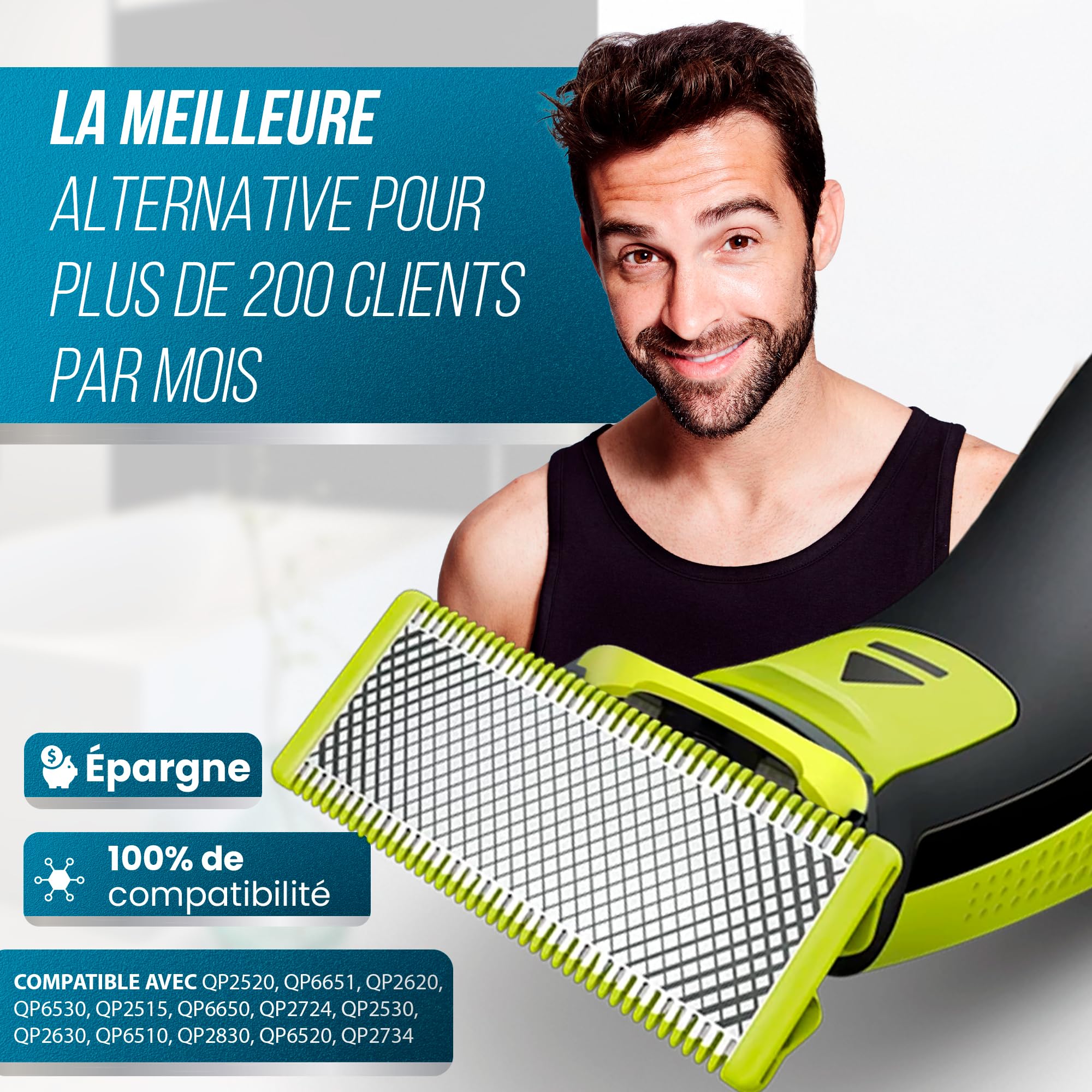Lame de rechange T-Blade (X5) compatible avec OneBlade – Pack de 5 lames pour rasoir visage et corps homme – Compatibles tous modèles One Blade