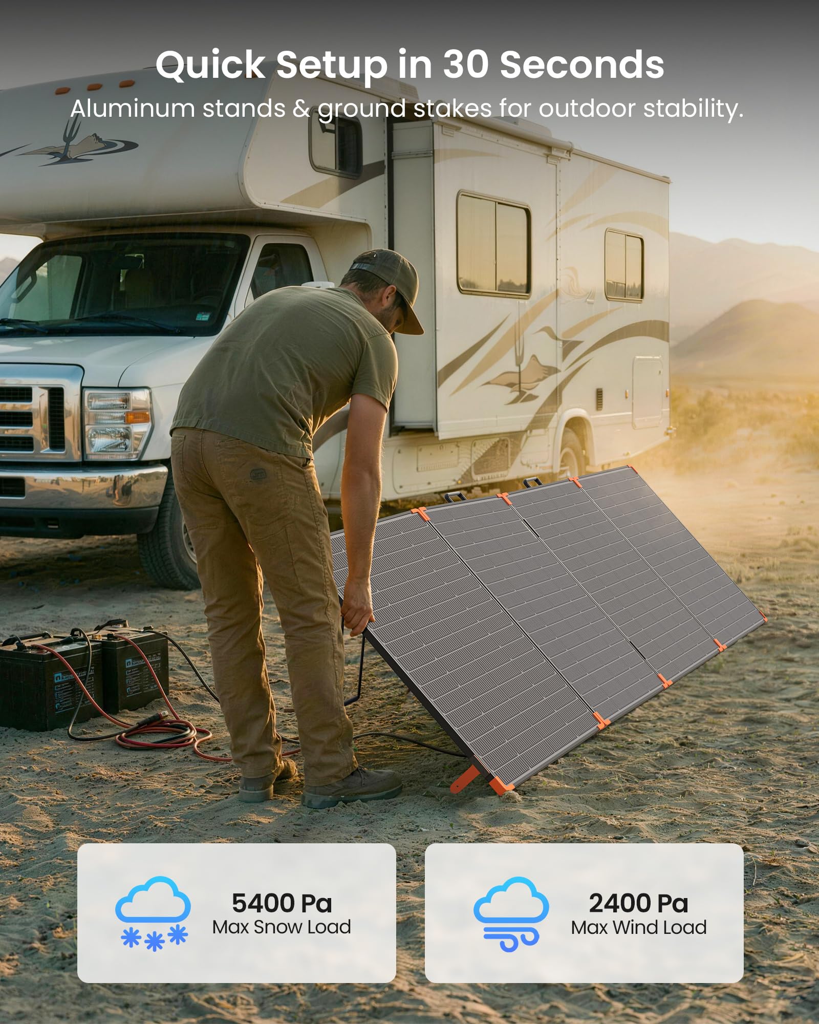 ZOUPW 450W Portable Solar Panel,38V N-Type 16BB 25% High Efficiency Foldable Solar Charger for EcoFlow Delta/Anker C1000/C1000 Gen2/Bluetti Elite 100,IP68 Waterproof for Offgrid RV Home Backup — view 7