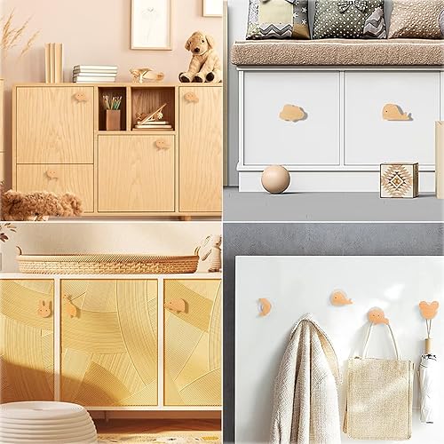 Miniatura 6 de HDJNal 12 Set Wood Animal Furniture Knobs Decorative Wood Dresser Knobs with Screws Dresser Pulls Wood Marine Woodland Animals Knobs Cabinet Knobs