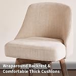 Mid Century Modern Counter Height Bar Stools Set of 3,360° Swivel Barstools with Solid Wood Legs,27" Island Chairs with Wrap-Around Backrest,Sand Linen Comfort Fabric