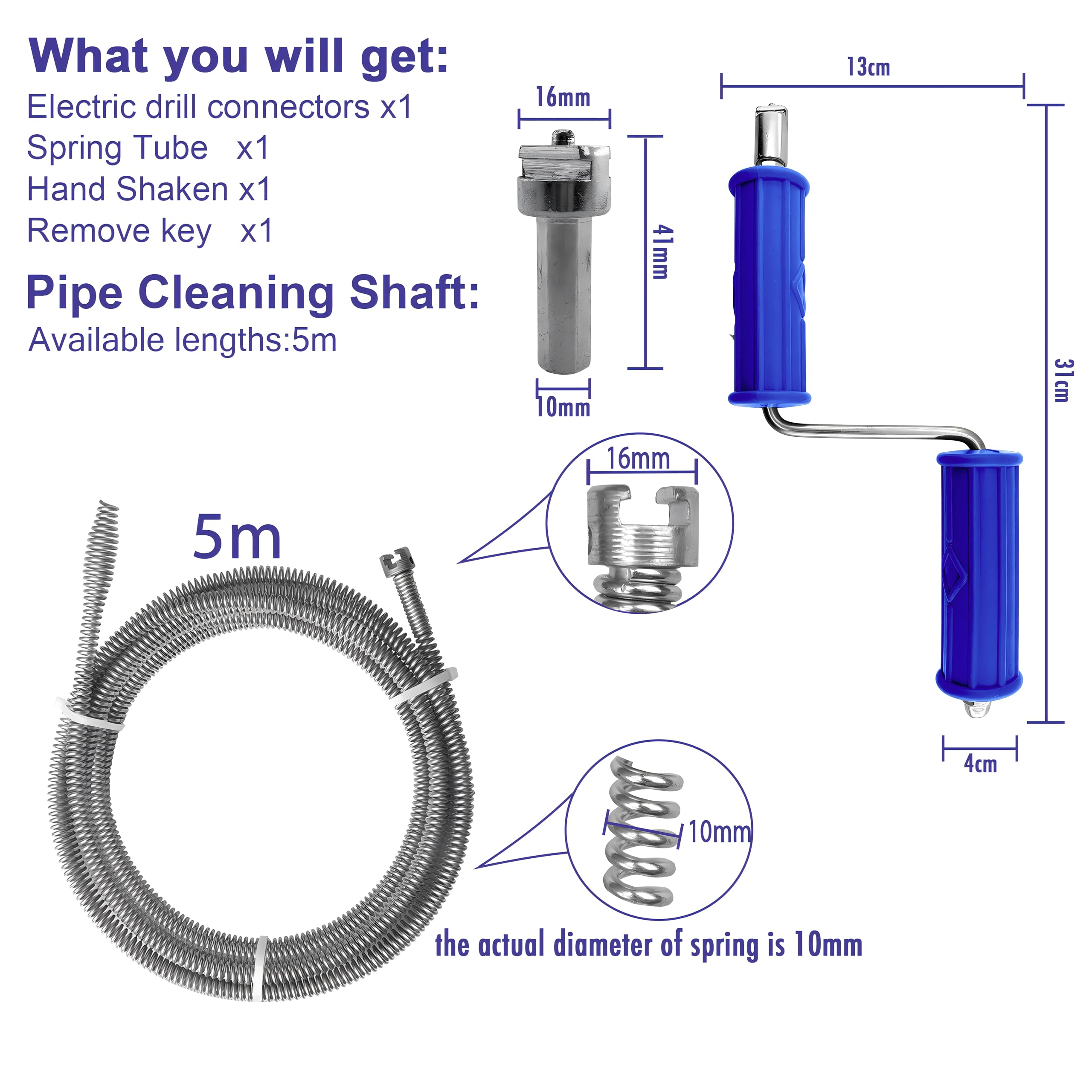 Spirale Per Sturare Scarichi 10m - Diametro 6mm, Con Adattatore Per Trapano, Per Lavandini E WC - Foto 4