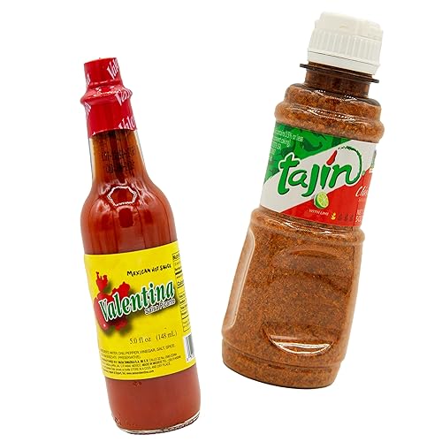 Paquete de condimento de chile y lima y salsa picante mexicana, incluye 1 salsa picante de 5 onzas líquidas de Valentina y 1 condimento Tajin