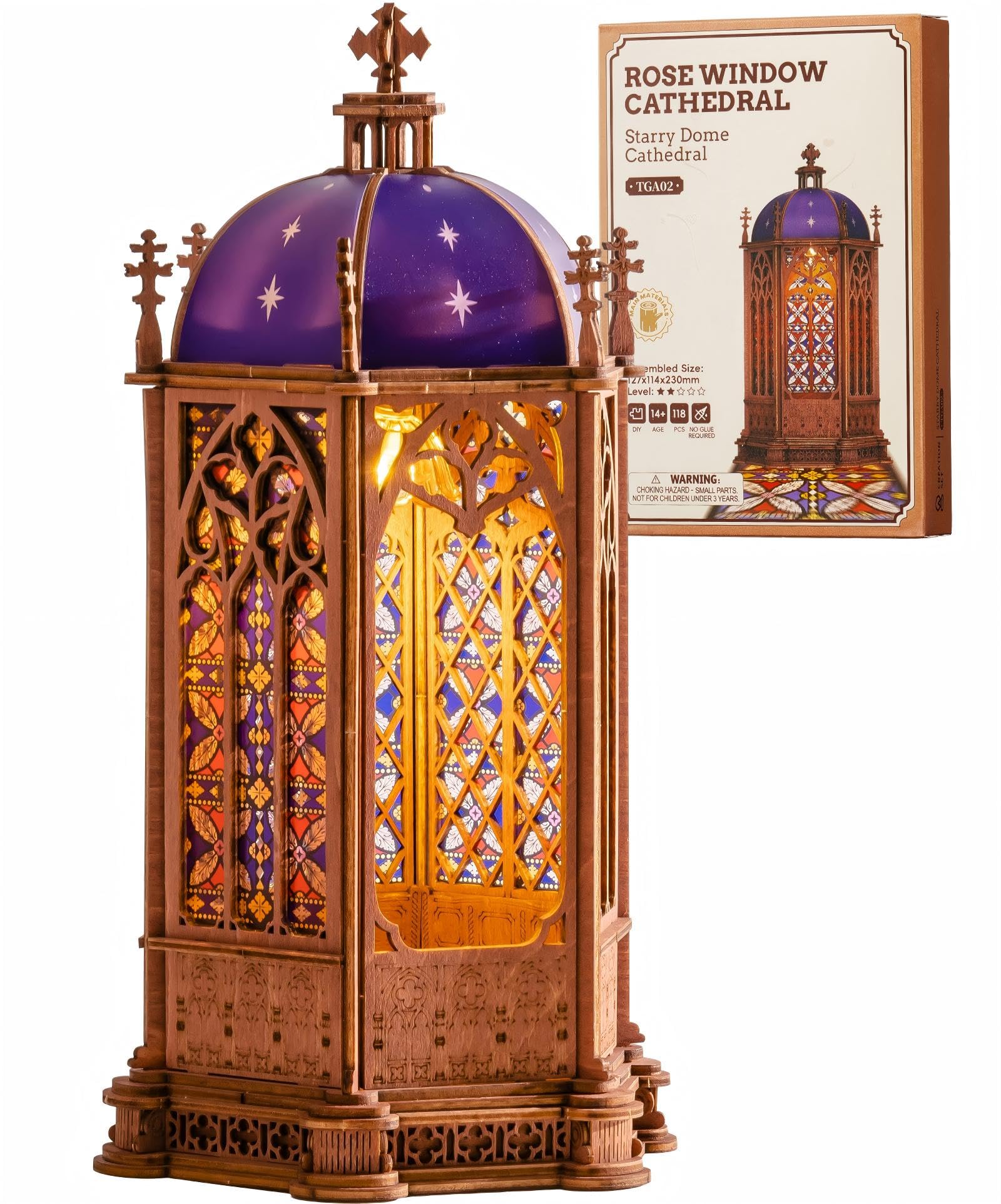 ROBOTIME Starry Dome Cathedral 3D Wooden Puzzle Kit for Adults