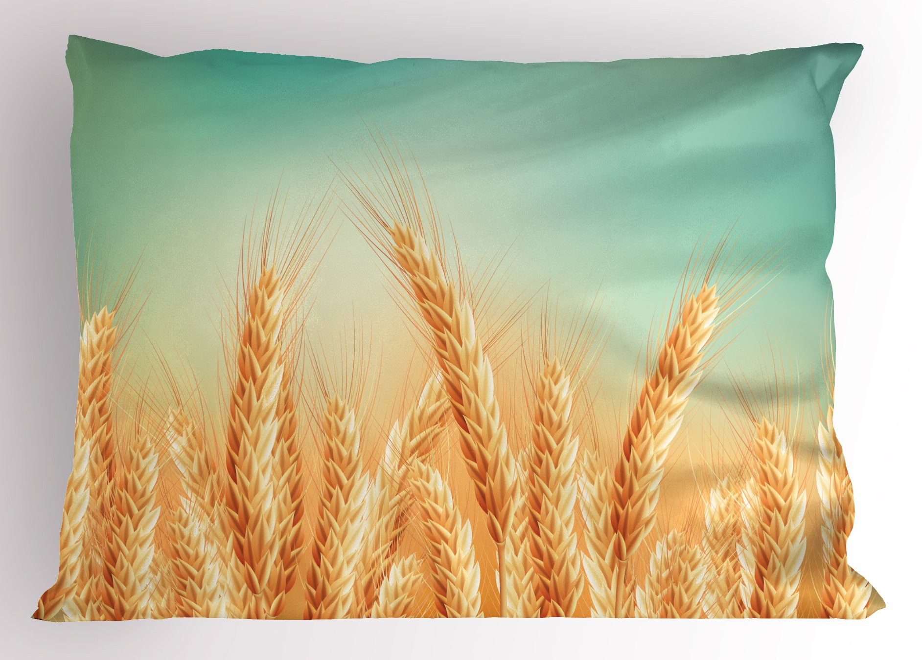 Ambesonne Harvest Pillow Sham, Wheat Field and Blue Sky Agriculture Themed Abstract Composition, Decorative Standard Queen Size Printed Pillowcase, 30