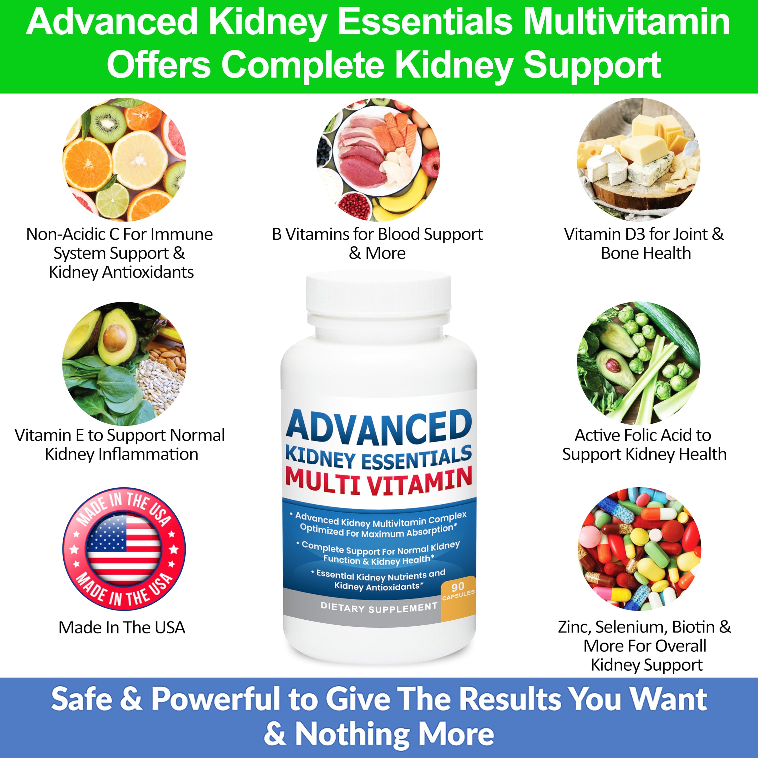 Advanced Kidney Essentials Multivitamin. Kidney Support Supplement for Complete Kidney Health. Kidney Health Supplement with Renal Vitamins 30 Caps — Amazon image 3