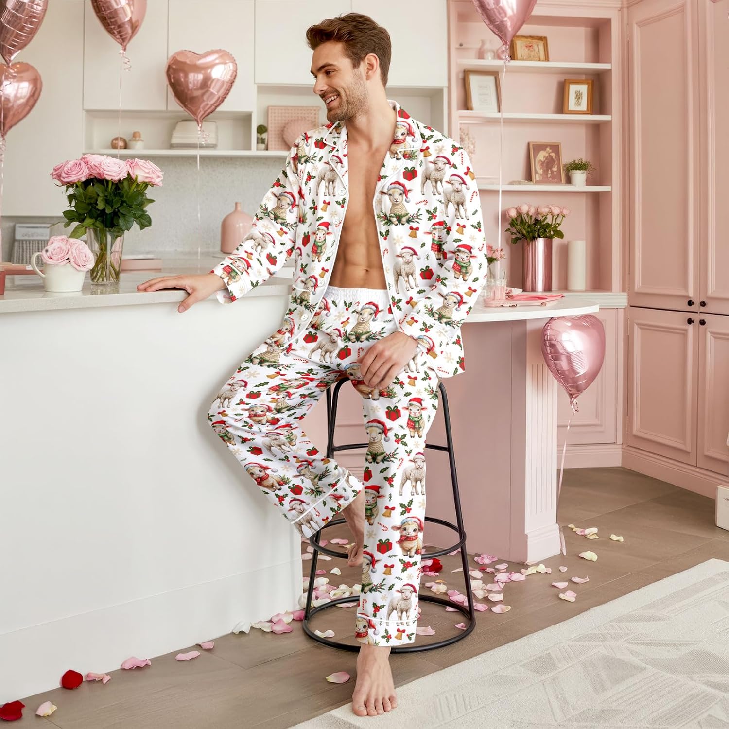 Unisex Ultra Soft Pajama Set, Valentines Pajamas, Soft Warm Matching Sleepwear Gift for Women Men - Image 5