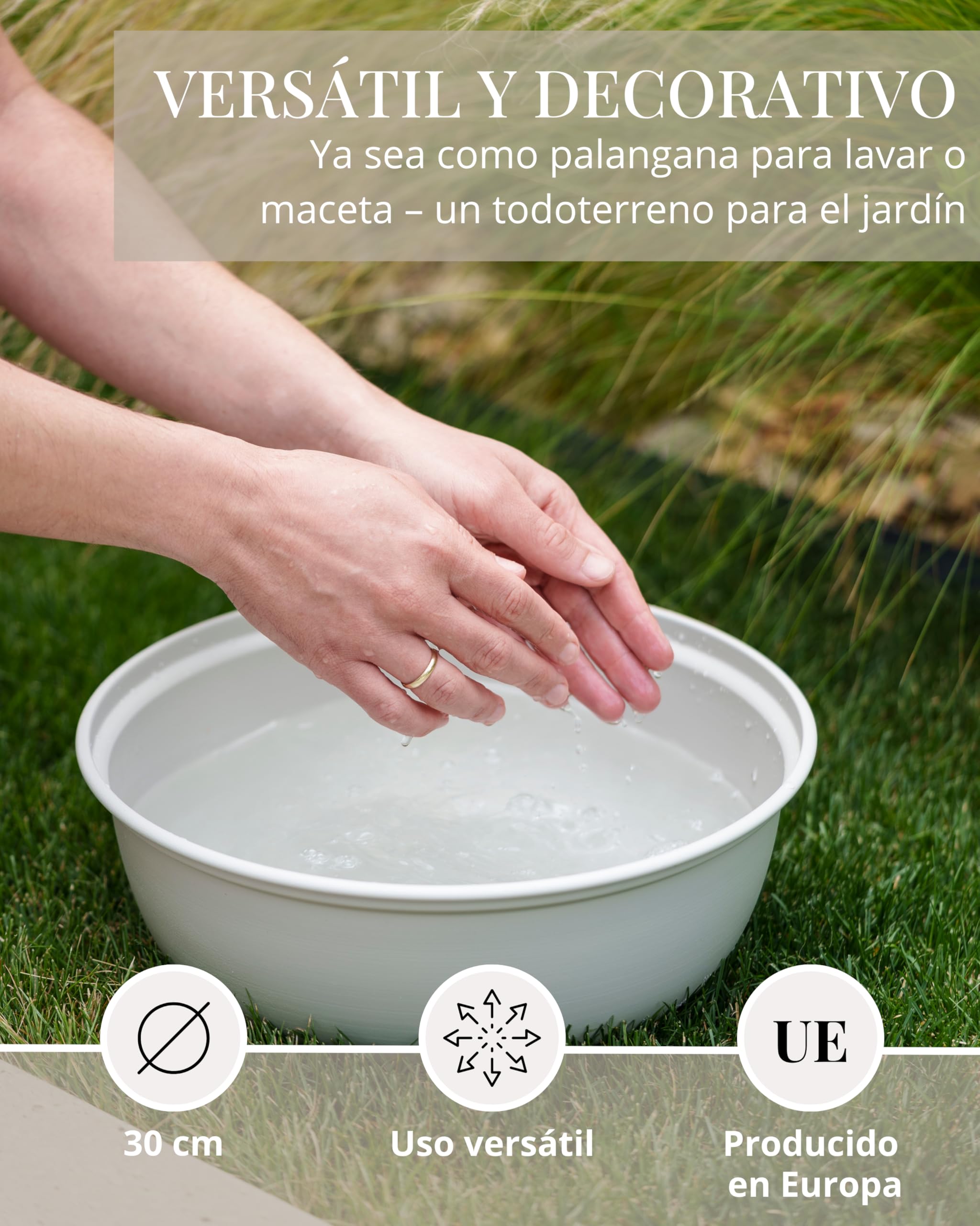 Livlig53 LIVLIG Bandeja para plantas redonda de 33 cm, cuenco de metal, cuenco de lavado fabricado en Europa, uso versátil como cuenco decorativo, cuenco de lavado, cuenco de Adviento, Greige