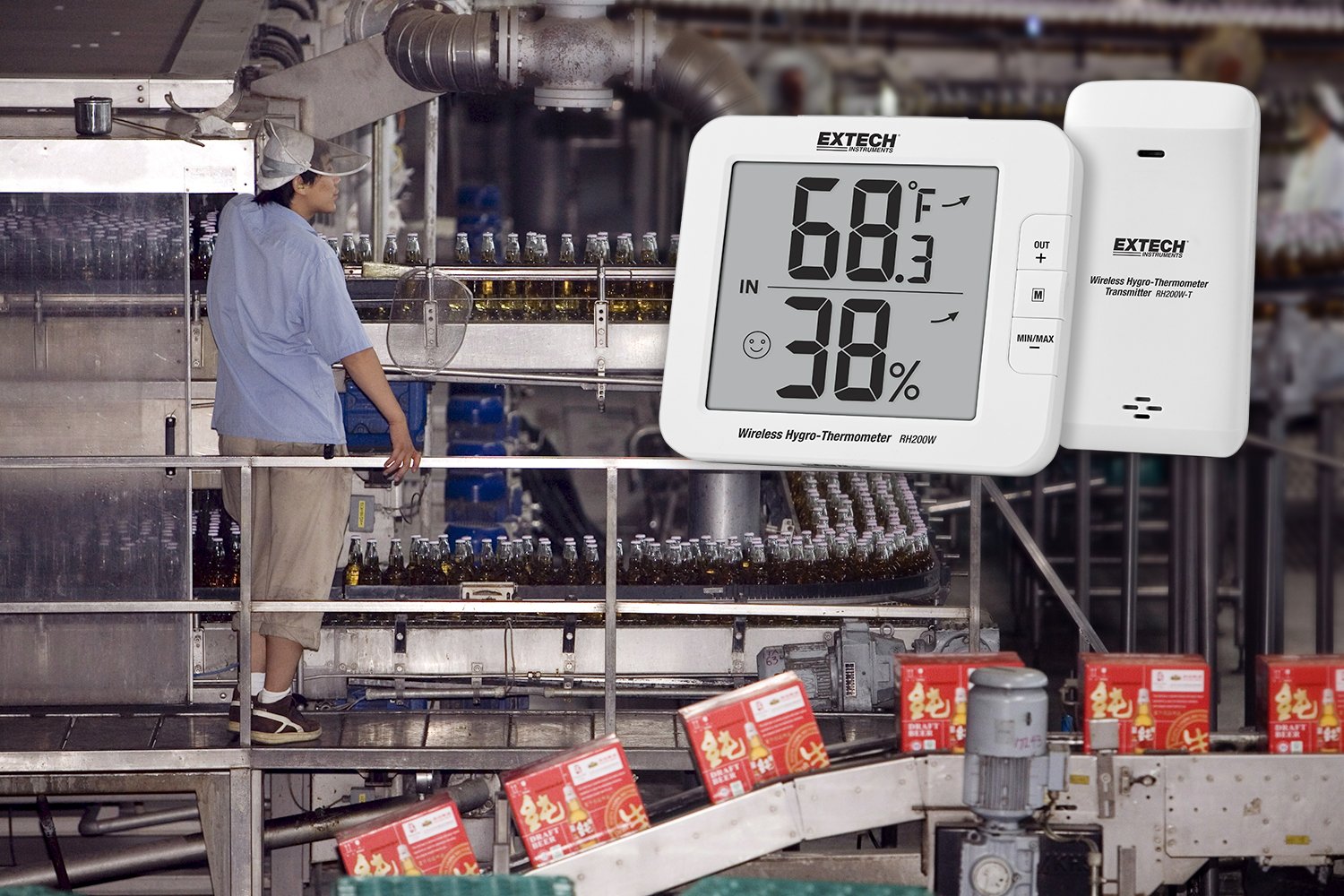 Extech RH200W Drahtloses Hygro-Thermometer für den Innen- und Außenbereich