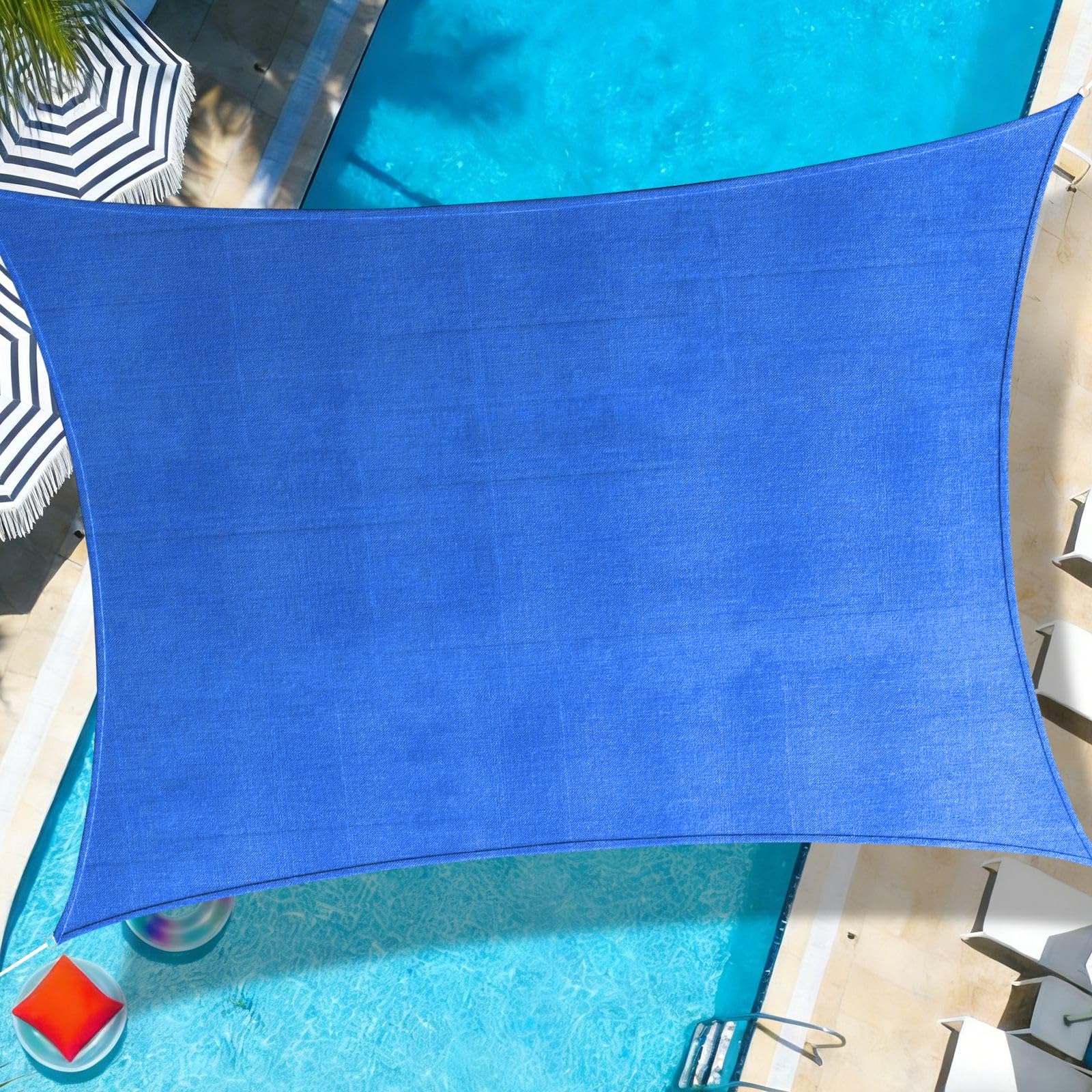 Sun Shade Sail 2x1.8m Rectangle Breathable 185gsm HDPE Awning Canopy 95% UV Block for Outdoors Patio Garden Yard Deck Pergola Party With Rope, Blue