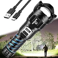 Vista 10 de Linternas recargables de 10000 lúmenes altos, largo alcance, 5000 pies, linterna LED súper brillante USB C, alta potencia, multifuncional