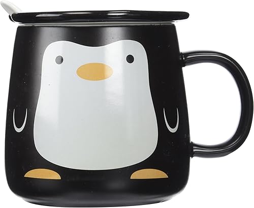 Moyishi Bonita taza de cerámica de 10.58 onzas con capacidad para té, café, leche, regalos de cumpleaños, Navidad, el mejor regalo (pingüino)