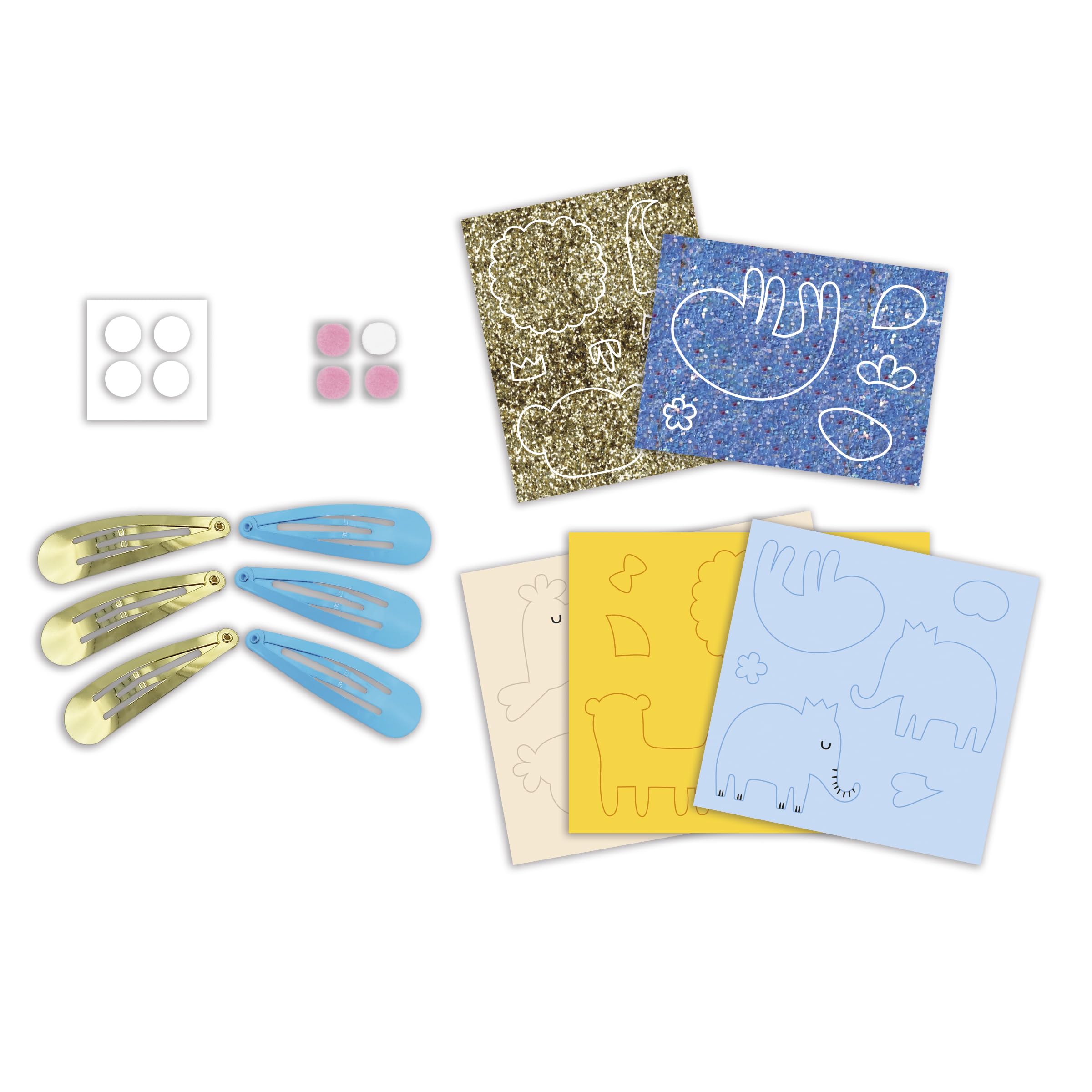 Janod, Set of 6 hair clip to Create, Exotic Animals, Children's Creative Leisure Kit, Fine motor skills and creativity - Image 3