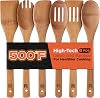 Set de 6 cucharas de madera de bambú oscuro Riveira para cocinar, utensilios de cocina de madera para ollas antiadherentes, esenciales para apartamento, calidad premium, regalos para estrenar casa 1