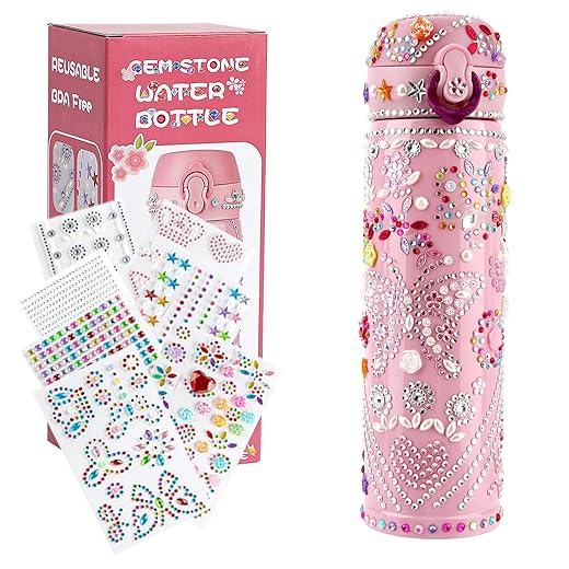 Gift for Girls, Decorate Your Own Water Bottle for Girls, Arts and Crafts Gifts Toys Kits 9 Year Old Girl Gifts, 8-12 Year Old Girl Gifts For Birthday Christmas Supply Kids Ideas Stocking Stuffer Pink