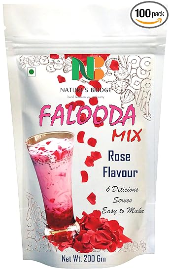 Nature's Bridge Falooda Mix | Rose Flavour Falooda | Rose Falooda | Instant Falooda Mix - (200 Gm)