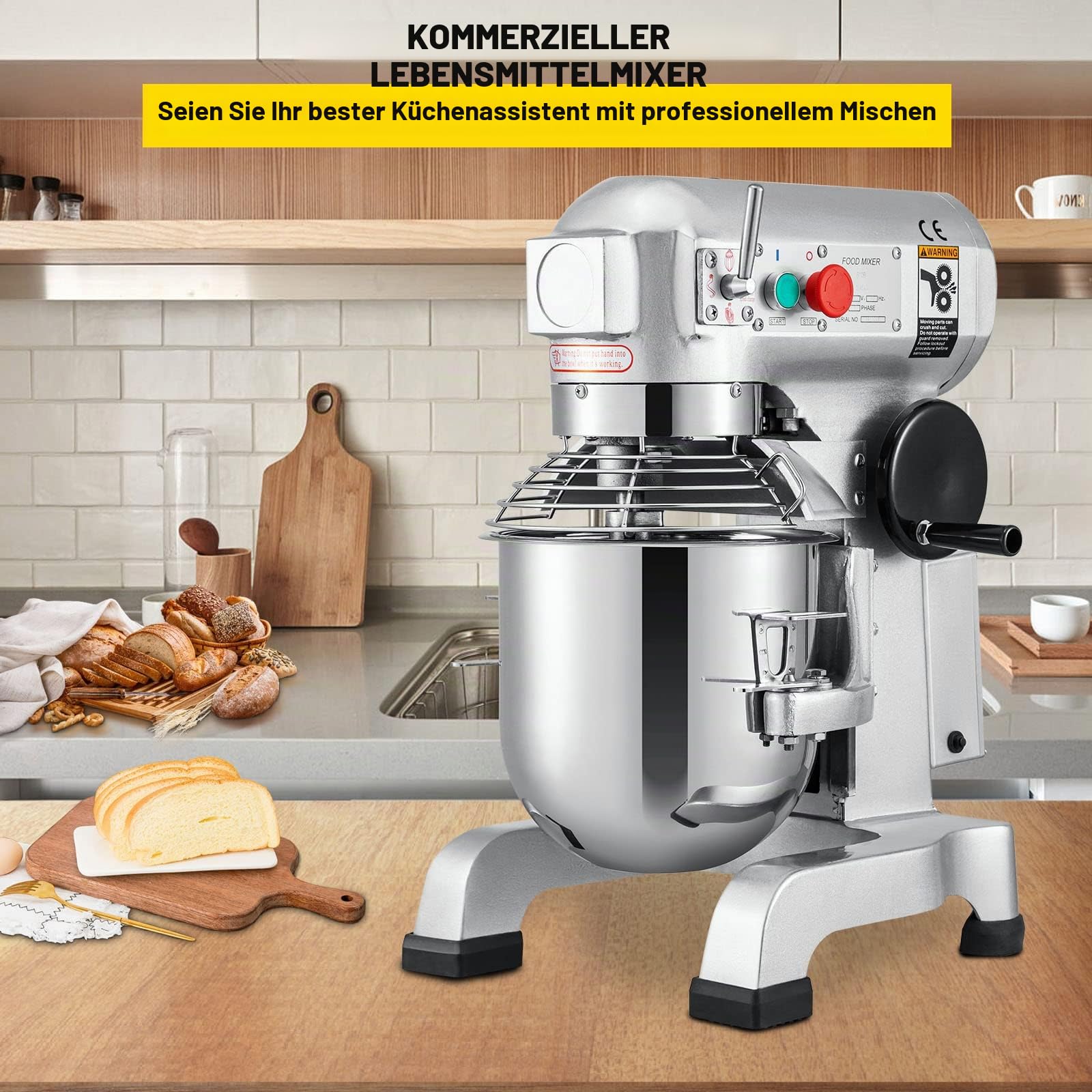 VEVOR Kommerzieller Knetmaschine 30L für Backbedürfnisse Pizzateig Brotteig usw. Kochmaschine Handelsüblicher 3-Gang-Standmixer aus Hochleistungsstahl Brandneuer