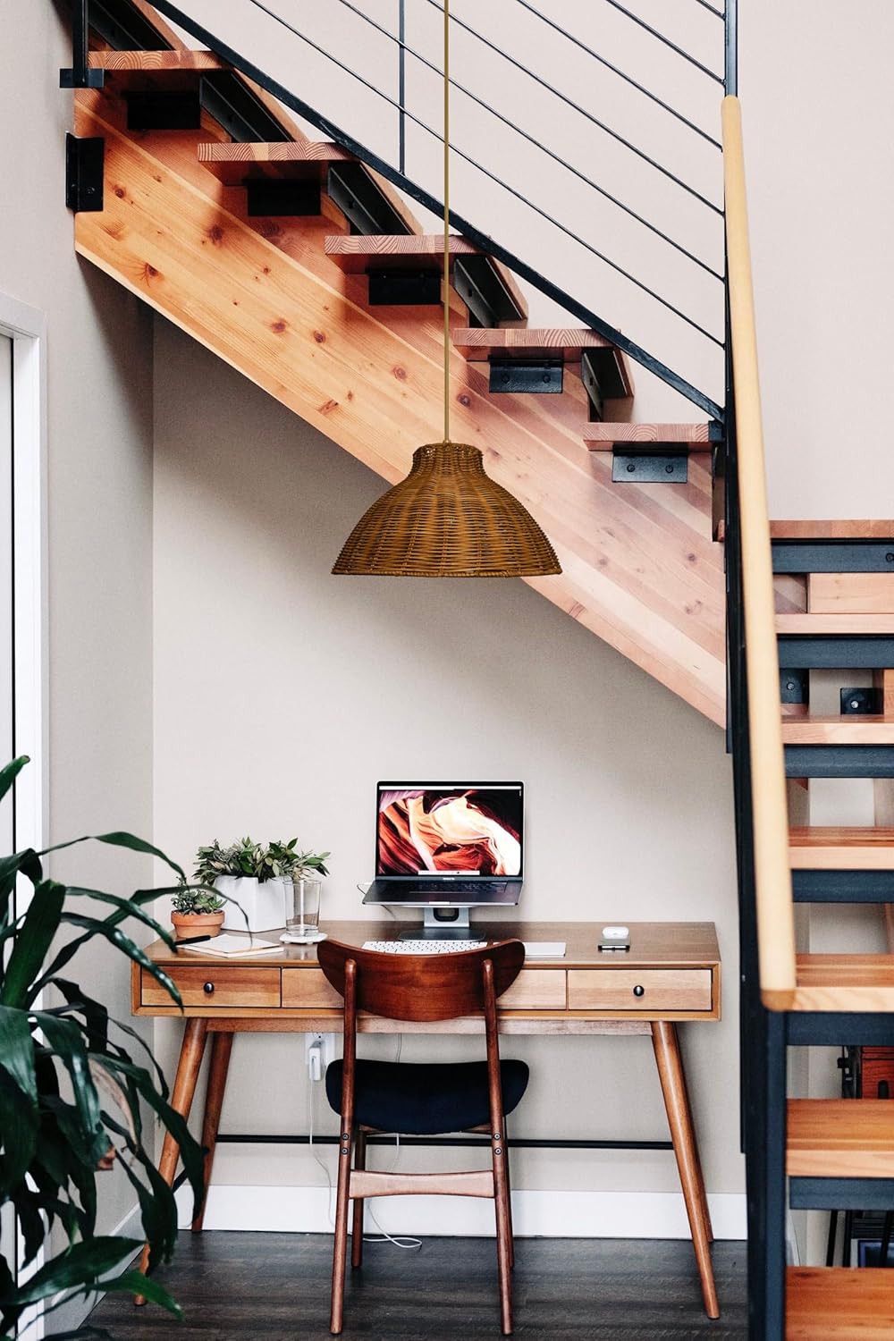 Rattan woven Pendant Lights Shade Rattan Hanging Lamp Shades for Pendant, Floor, Table, and Wall Lamps - Boho Wicker Light Shades - Replacement Pendant Light Covers
