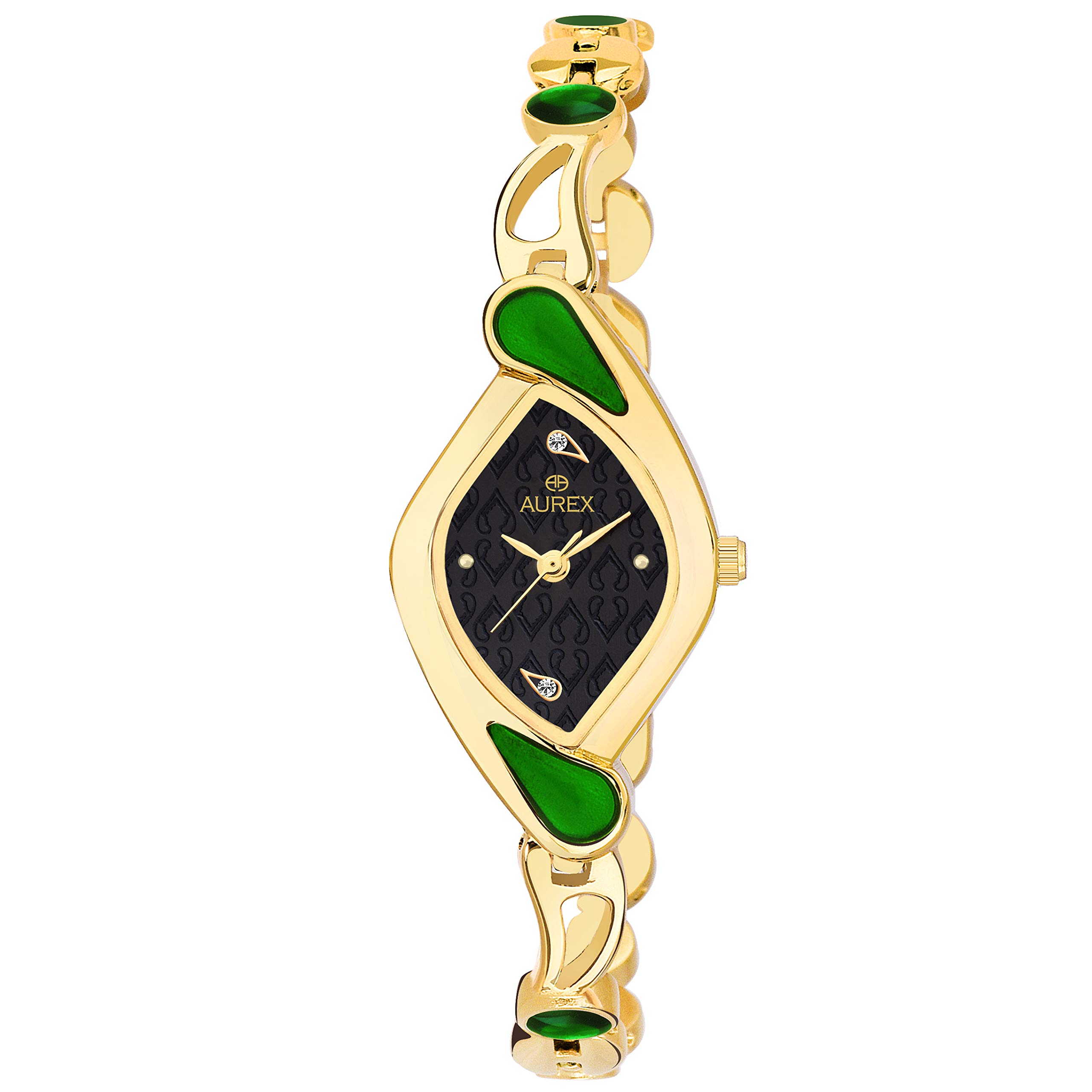 AUREX Analogue Womens Watch (Black Dial Gold Colored Strap) (B07RHBDHJS) Amazon Price History, Amazon Price Tracker