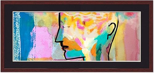 Miniatura 4 de Marco de 5 x 15 pulgadas con paspartú, marco de madera marrón de 8 x 18 pulgadas, hecho para exhibir impresión o póster de 5 x 15 pulgadas con