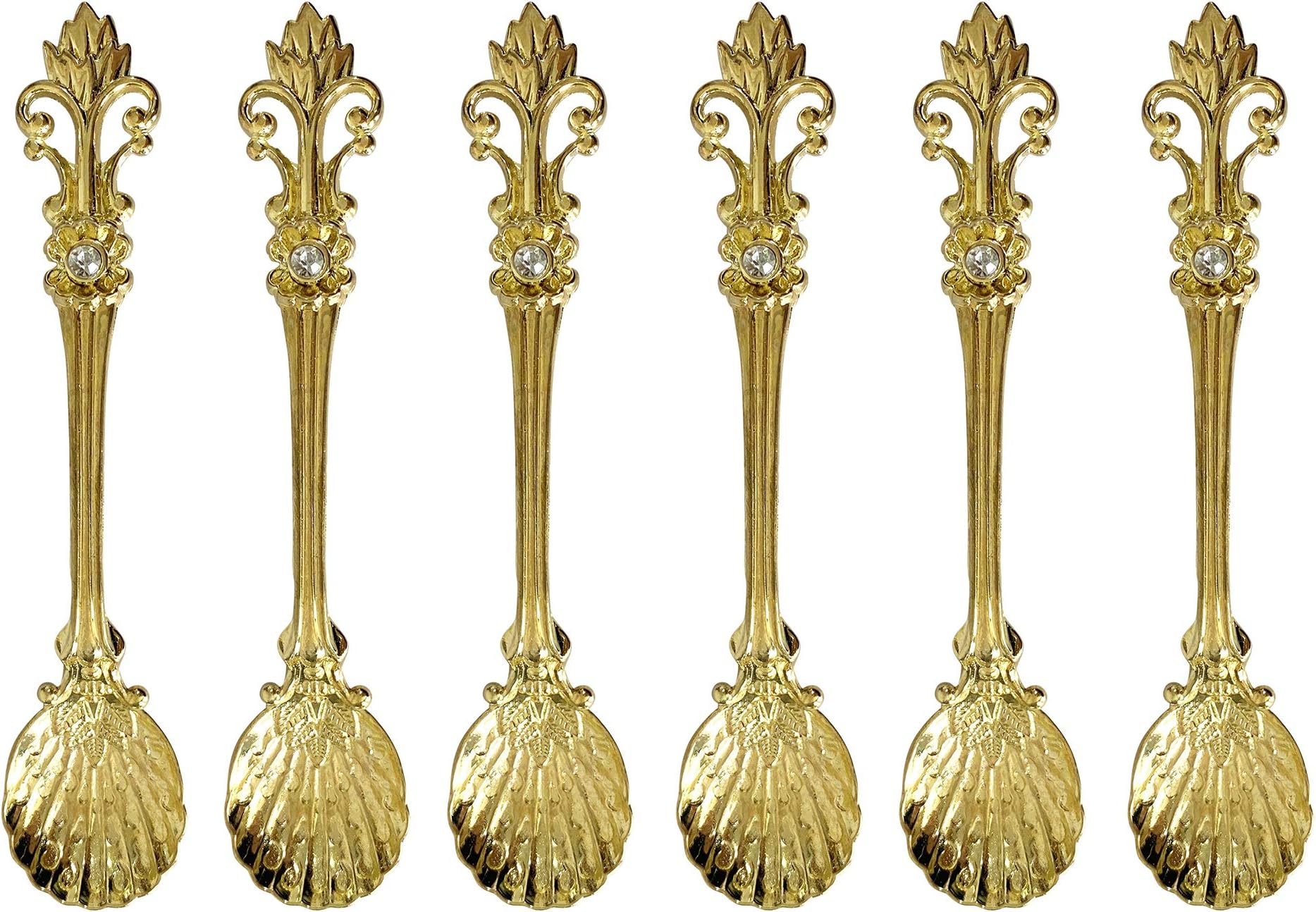 6 Pack Mini Spoons Coffee Espresso Demitasse Vintage Tea Spoon 4.5",Gold