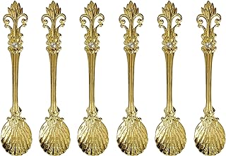 fanquare 6 Pack Mini Spoons Coffee Espresso Demitasse Vintage Tea Spoon 4.5",Gold