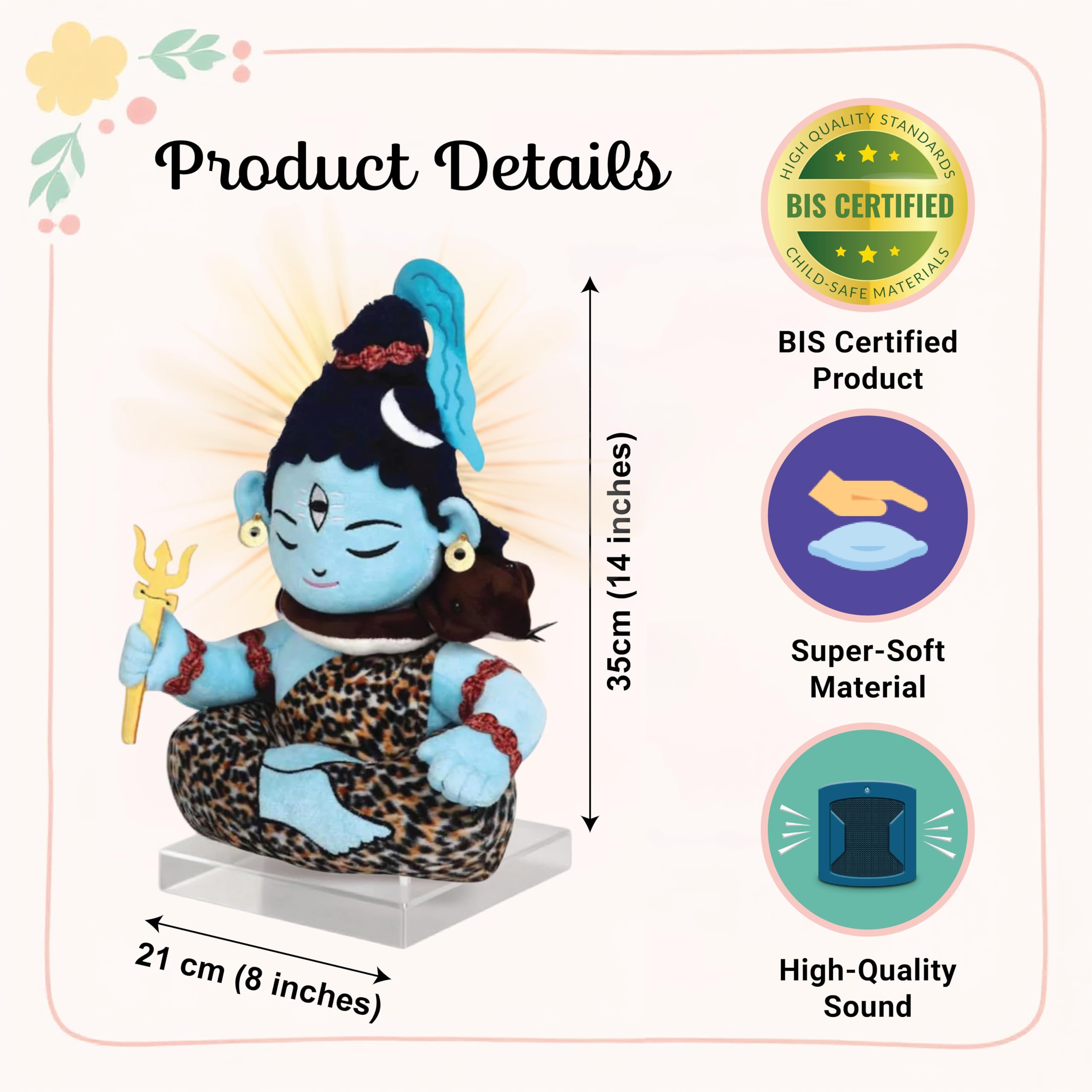 aurbo Mantra Chanting Soft Toy (35 Cm) Lord Shiva Musical Soft Toys | Medium Size Soft Plush Toy | Lord Shiva Toy with Info. Booklet & Instruction | Best Gift for Infants, Kids, Babies 2