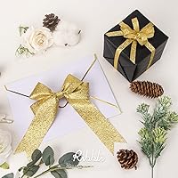 Vista 3 de Ribbli Cinta de Navidad con purpurina dorada, para envolver regalos, borde cortado dorado, para manualidades, decoración de árbol de Navidad