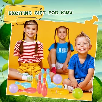 2 Pack Bowling Set Indoor Outdoor Bowling Games Include 20 Bowling Pins and 4 Plastic Ball Lawn Bowling Toy for Kids Boys Girls Family Party Birthday School Educational Gift (Color Set 1)