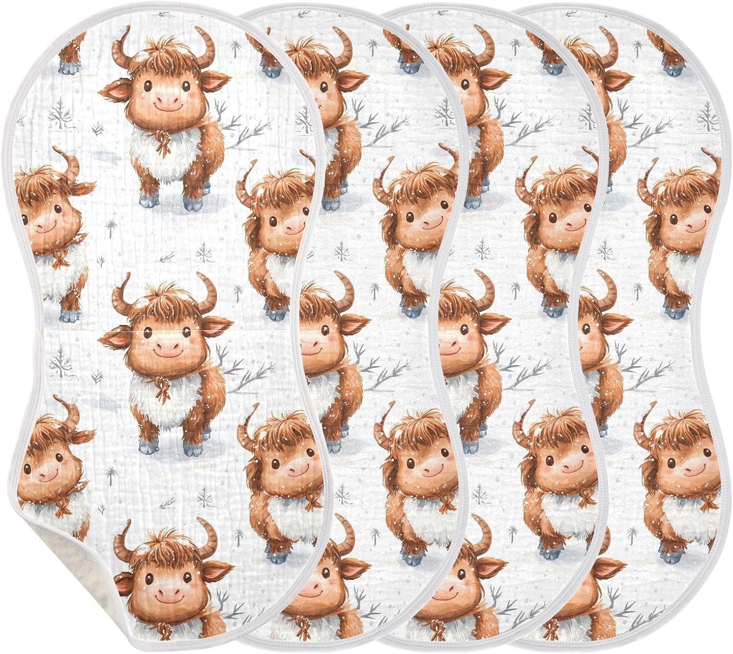 vvfelixl Cute Snow Ox Burp Cloths for Baby Boy Girls Baby Washcloths Burp Rags 1 Pack