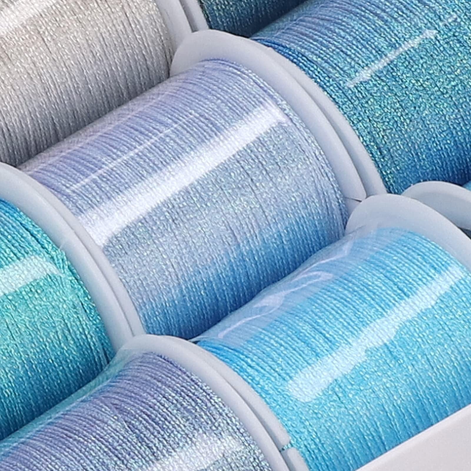 20 pezzi di filo da ricamo in poliestere a 6 capi, filo da cucito colorato blu e viola per la creazione di gioielli, corda intrecciata a mano lunga 50 m e con diametro di 0,4 mm