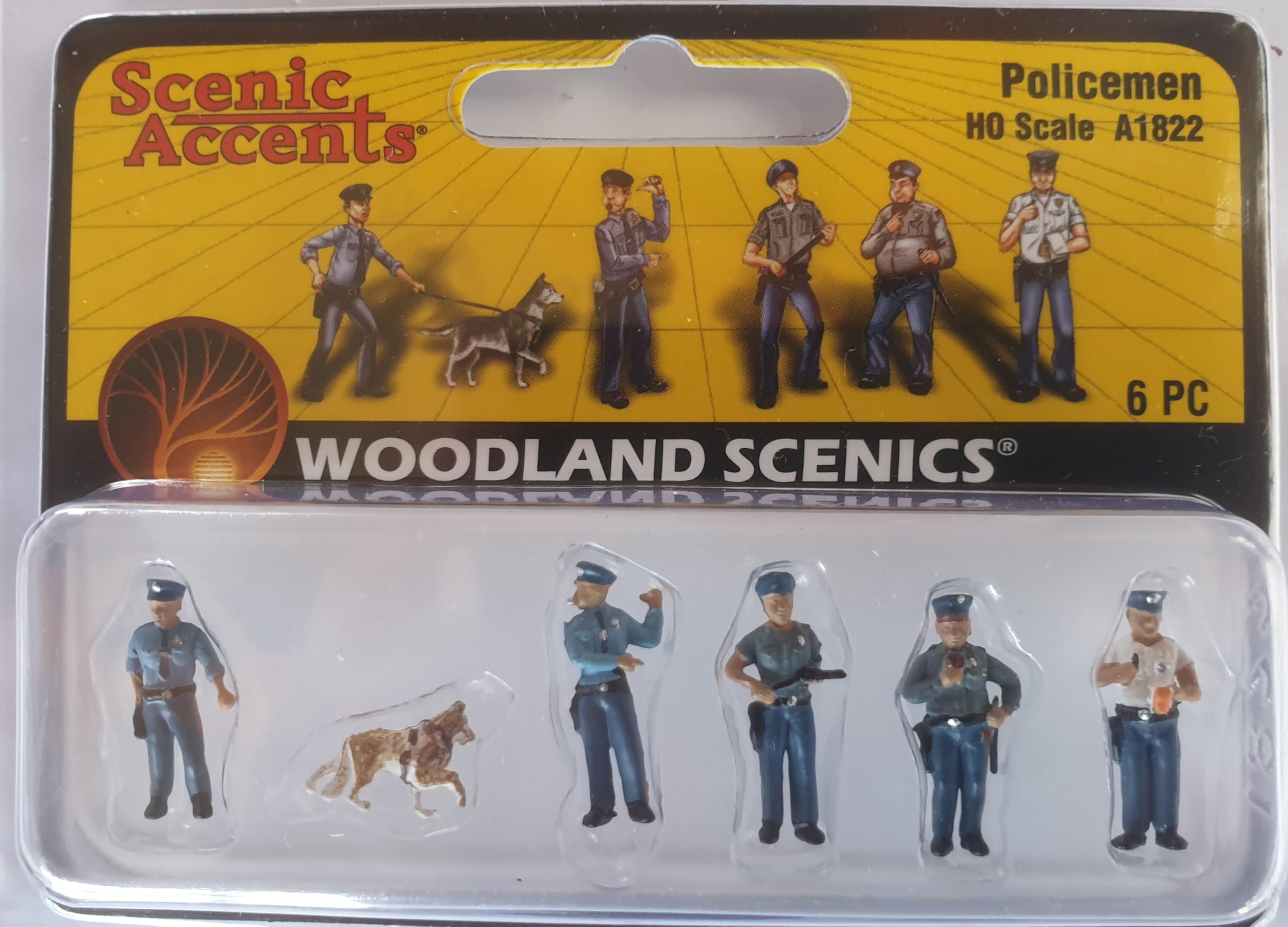 Woodland Scenics A1822 US Police Officer Police Dog Figures Track H0 HO 1:87 Policemen