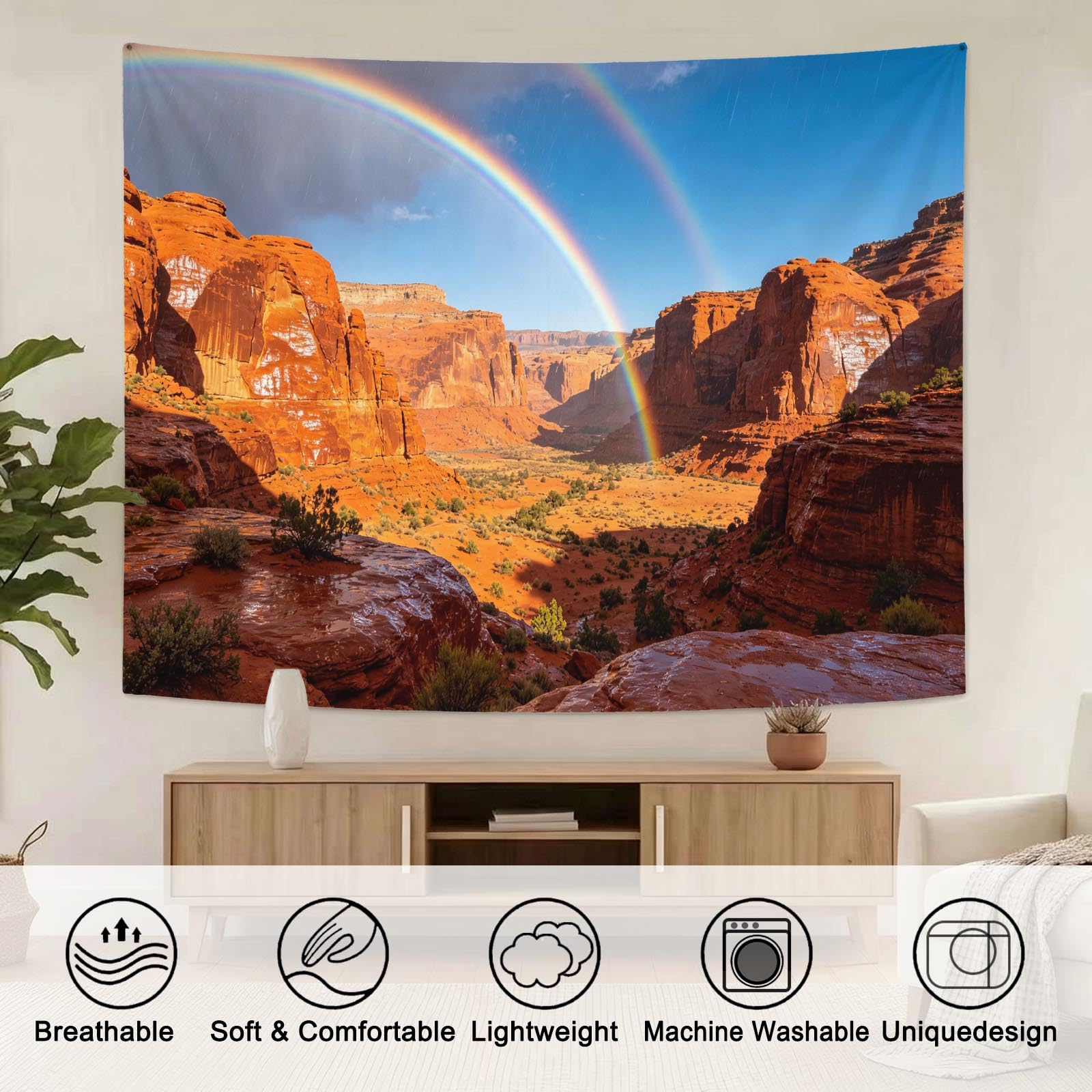 Arazzo da Parete Arcobaleno Canyon Desertico in Tessuto, 250x300 cm