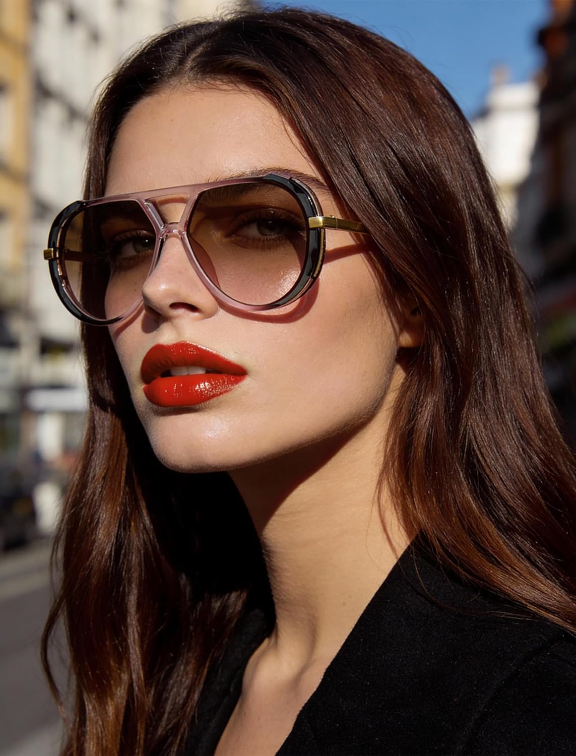 Retro Gold Aviator Sunglasses for Women Men Large Frame 70s Trendy Vintage Style UV... - Image 3