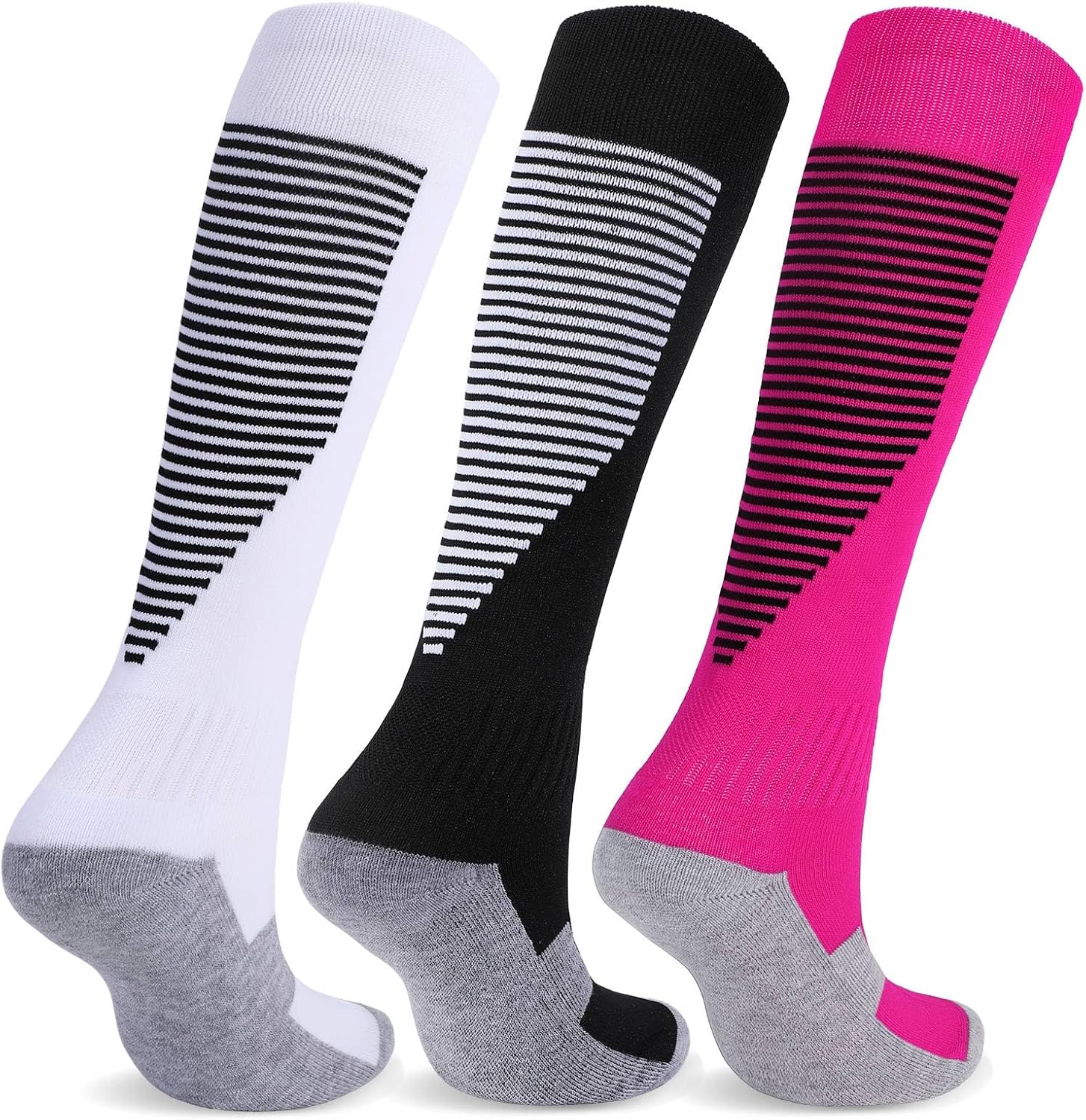 Soccer Socks Youth,Baseball Softball Football Knee High Socks Cushion Athletic Sock for Kids Boys Girls