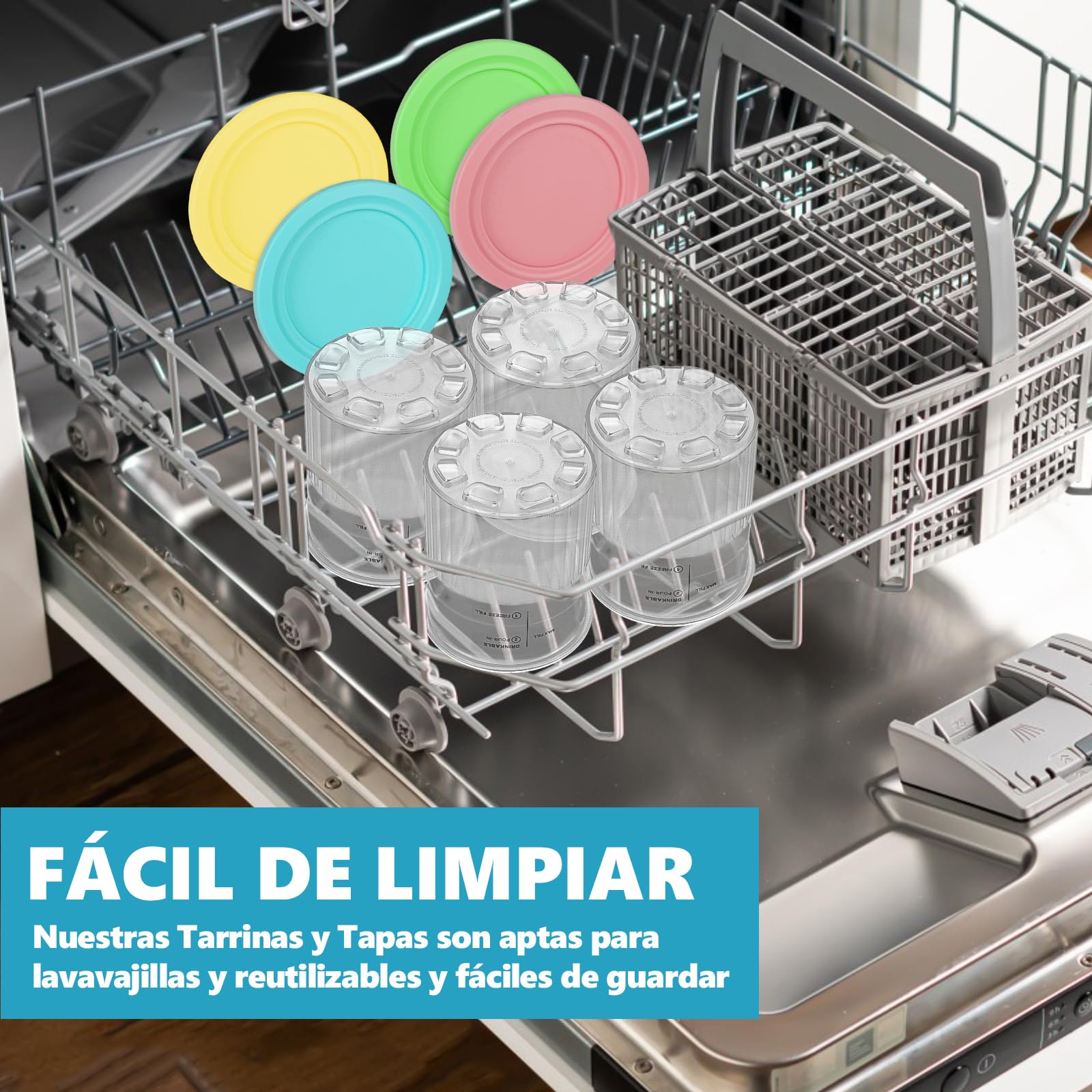 NNepfaivy Bacs à Crème Glacée pour Ninja Creami Deluxe Sorbetière, Lot de 4 Récipients de Rechange avec Couvercles Compatibles avec Machines à Glace Ninja NC501EU NC500, Sans BPA et Lave-Vaisselle