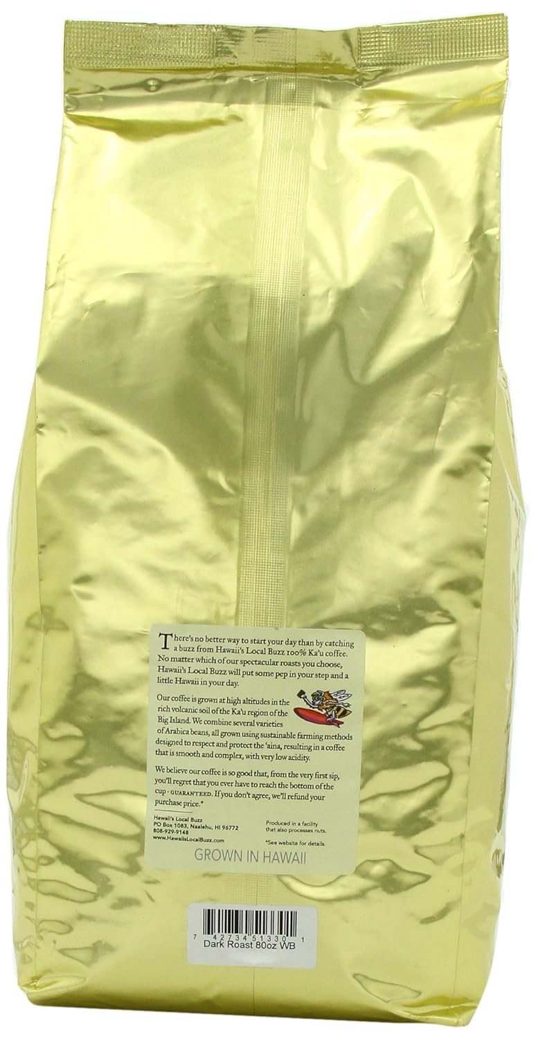 Hawaii's Local Buzz Whole Bean Coffee, Dark Roast, 80 Ounce