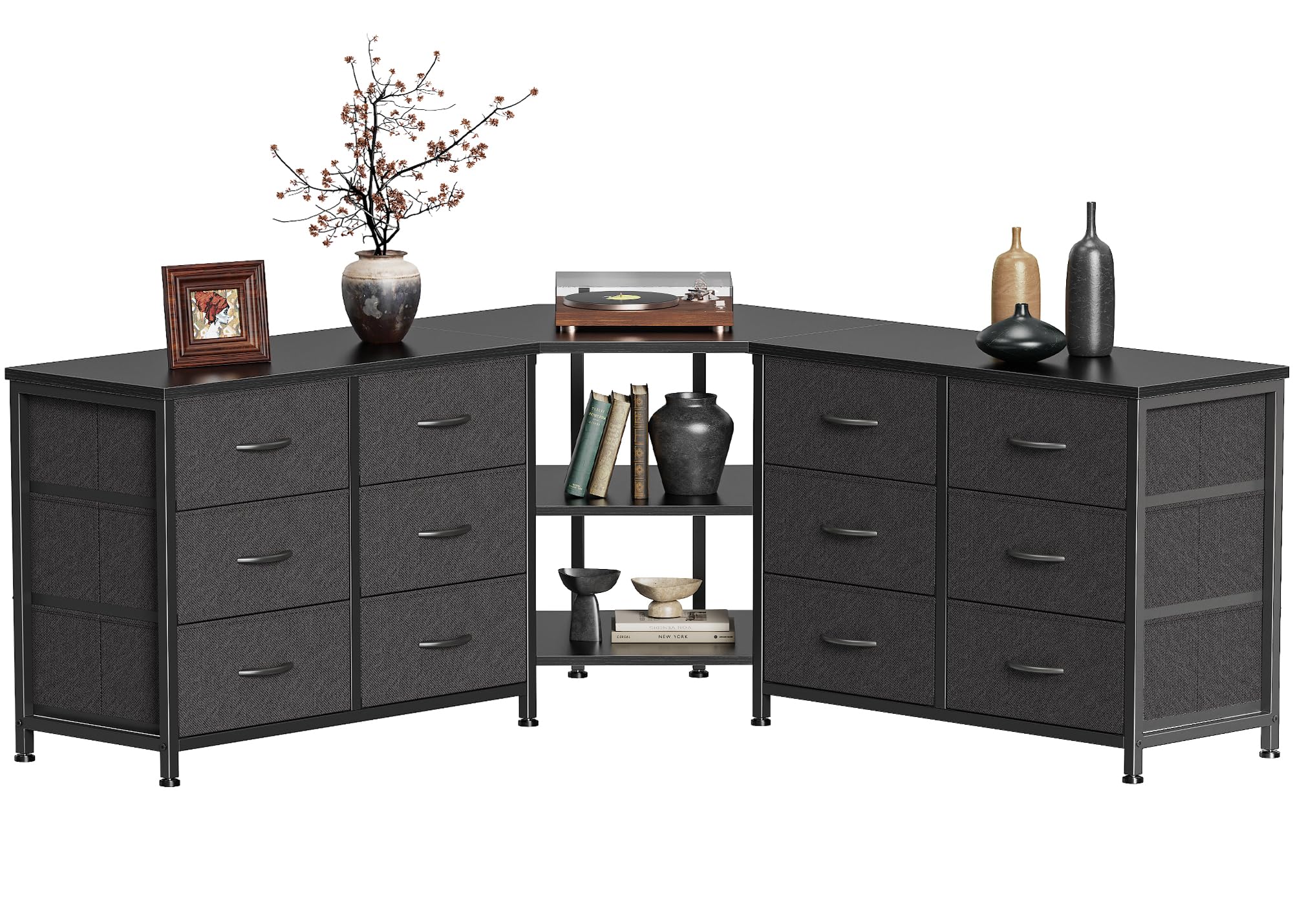 l shaped dresser Oak, Solid Rubberwood, Beech Vanity Table L-Shaped Corner