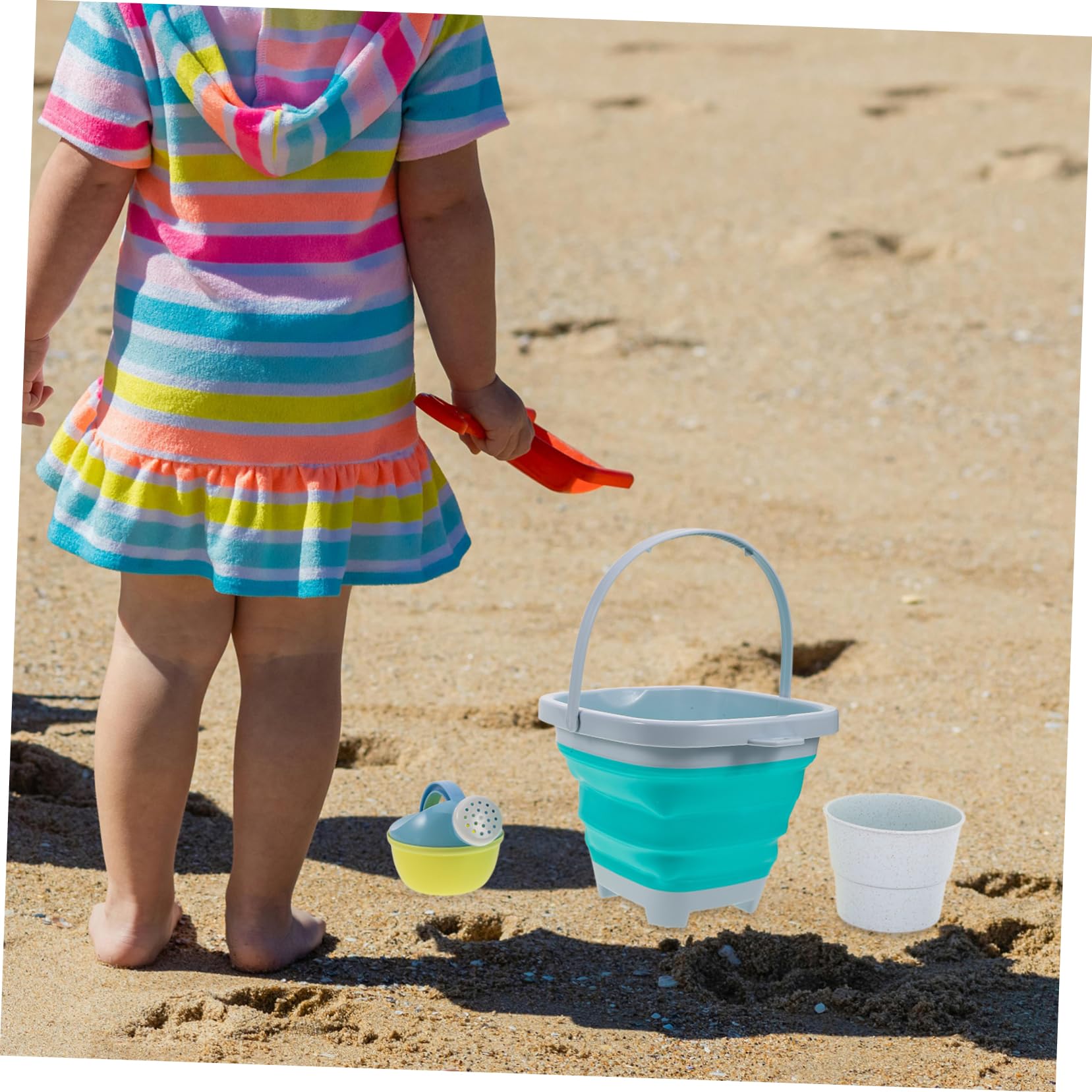 GALPADA Juguetes de Playa para Cubo Plegable con Palas y Rastrillo Juego para Areneros Jardines y Actividades de Verano
