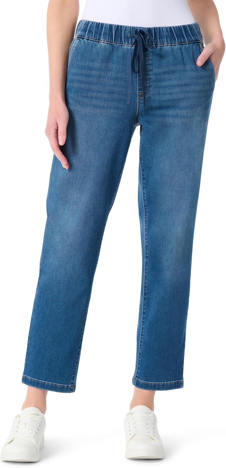 Gloria Vanderbilt Women's Anya Drawstring Pull on Straight Leg Jean Standard