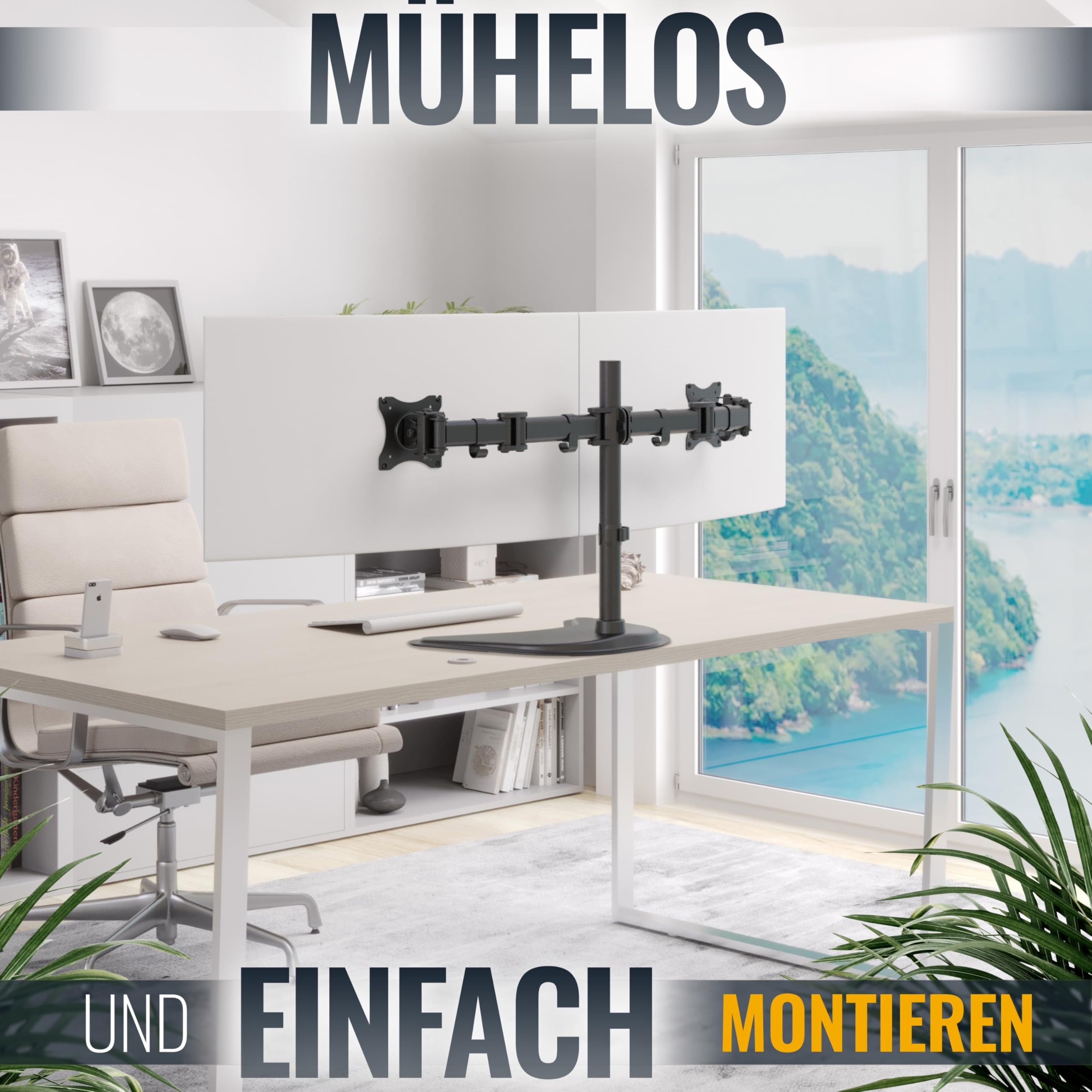 Ricoo Monitor Halterung 2 Monitore Bildschirmhalterung Arme Dual Monitor Arm für 13-27 Zoll Bildschirm Arm Halter TS5311 Tischhalterung VESA 75x75 100x100 Monitorhalter – Bild 2