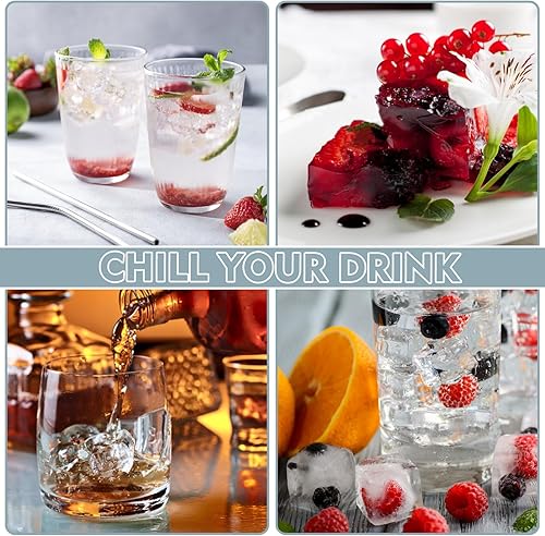 Miniatura 7 de Bandejas para cubitos de hielo para congelador, paquete de 3 moldes grandes de silicona para cubitos de hielo con soporte para cubitos de hielo de