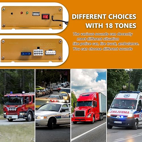 Miniatura 6 de CXRCY Sistema de megafonía de 200 W, 12 V, 18 tonos, 120-130 dB, alarma de advertencia de emergencia, sirena de policía, altavoz de 1 bocina,